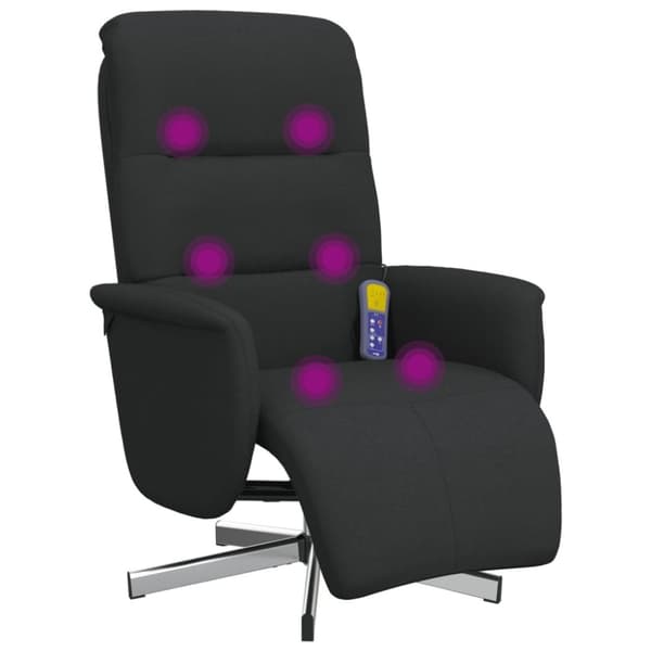 vidaXL Massagefåtölj med fotstöd svart tyg