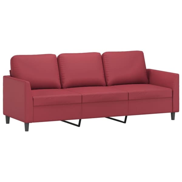 vidaXL sofasæt 3 dele med hynder kunstlæder vinrød