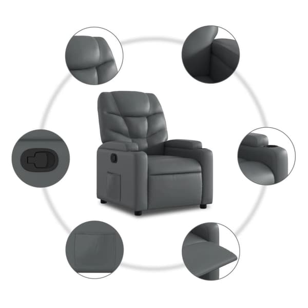 vidaXL Reclinerfåtölj grå konstläder