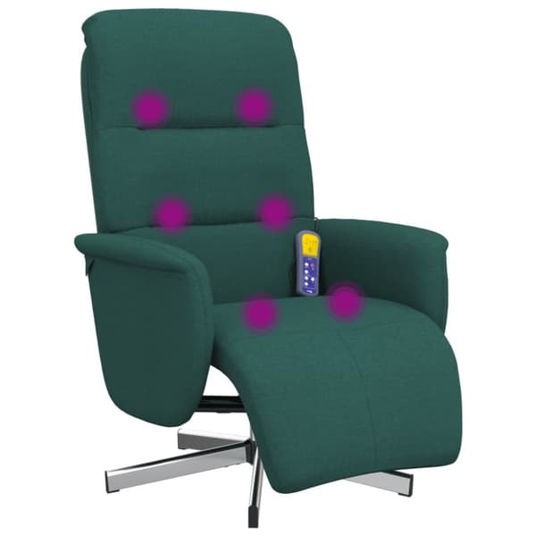 vidaXL Massagefåtölj med fotstöd mörkgrön tyg