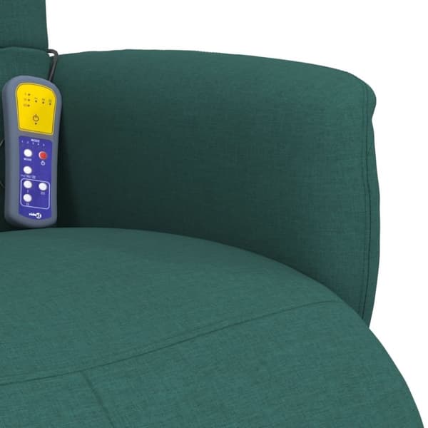 vidaXL Massagefåtölj med fotstöd mörkgrön tyg