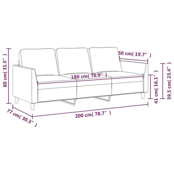 vidaXL 3-sitssoffa cappuccino 180 cm konstläder