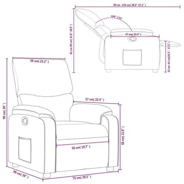 vidaXL Reclinerfåtölj svart tyg