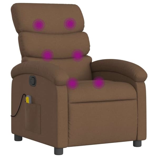 vidaXL Massagefåtölj brun tyg