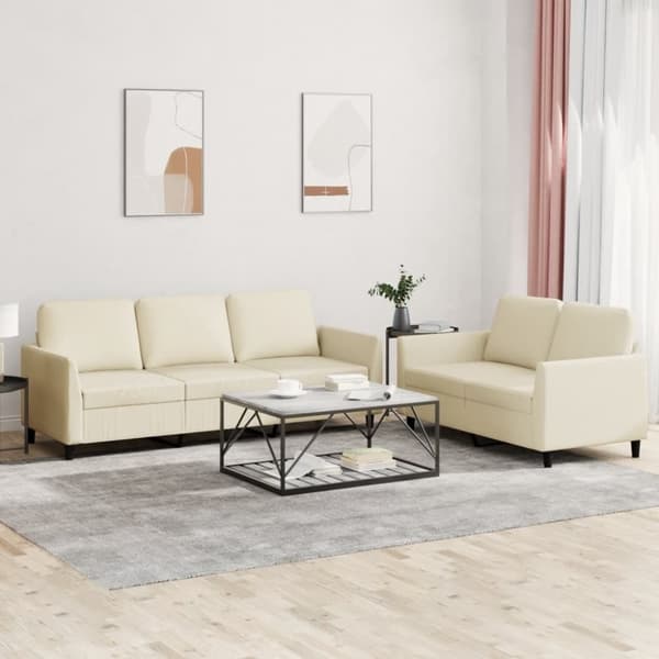 vidaXL sofasæt 2 dele med hynder kunstlæder Cremefarvet