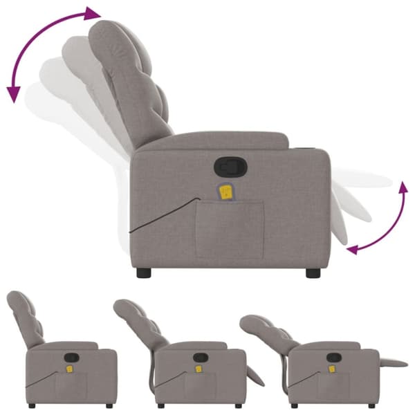 vidaXL Massagefåtölj taupe tyg