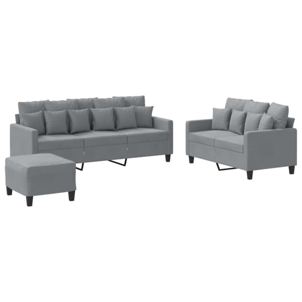 vidaXL sofasæt 3 dele med hynder stof lysegrå