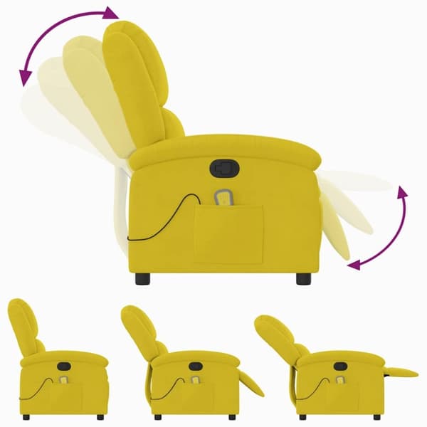 vidaXL Massagefåtölj gul sammet