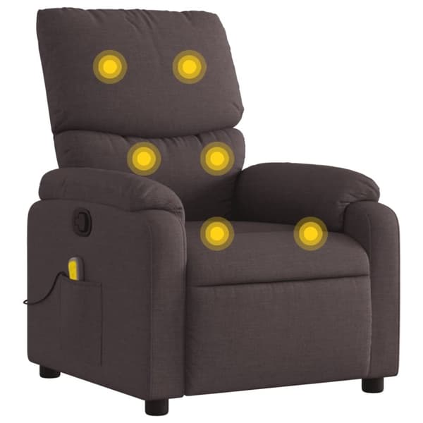 vidaXL Massagefåtölj mörkbrun tyg