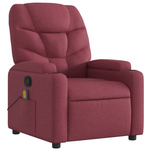 vidaXL Massagefåtölj vinröd tyg