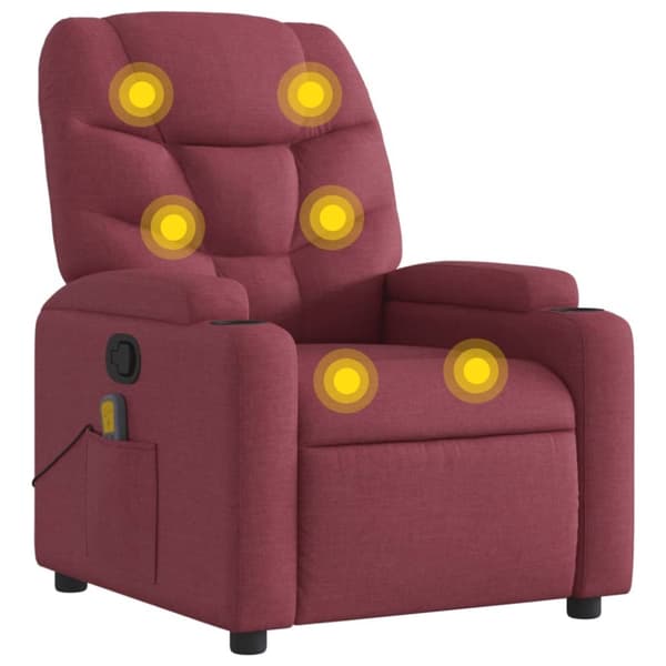 vidaXL Massagefåtölj vinröd tyg