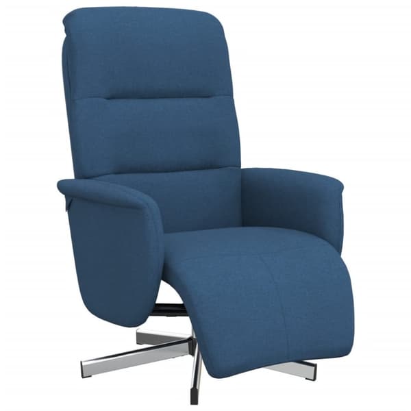 vidaXL Reclinerfåtölj med fotstöd blå tyg