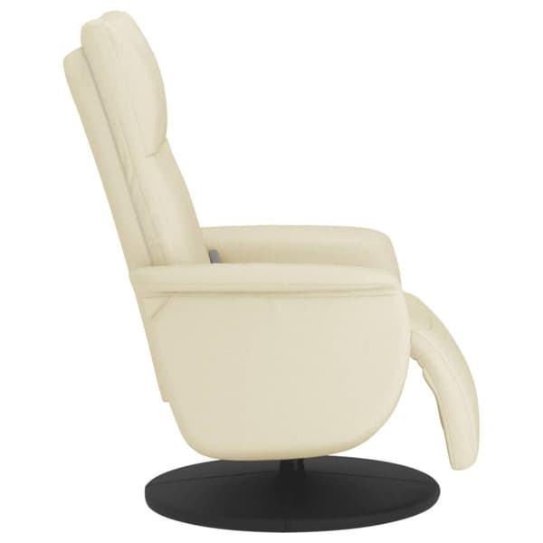 vidaXL Massagefåtölj med fotpall gräddvit konstläder