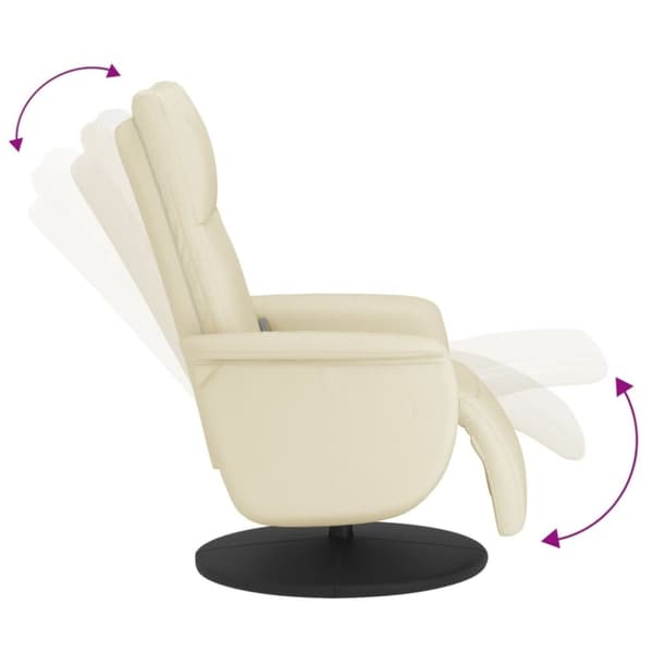 vidaXL Massagefåtölj med fotpall gräddvit konstläder