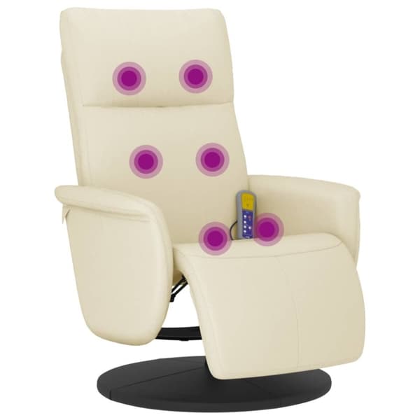 vidaXL Massagefåtölj med fotpall gräddvit konstläder