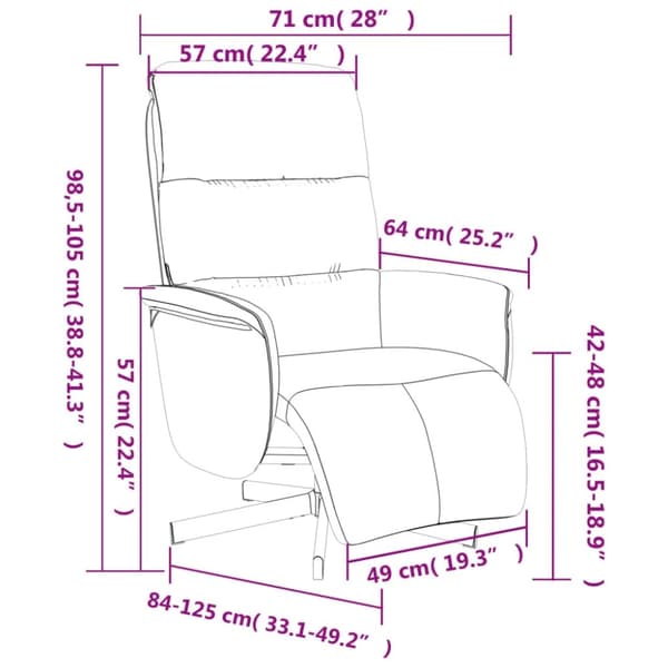 vidaXL Reclinerfåtölj med fotstöd taupe tyg