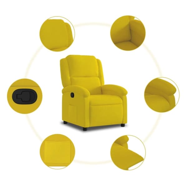 vidaXL Reclinerfåtölj gul sammet
