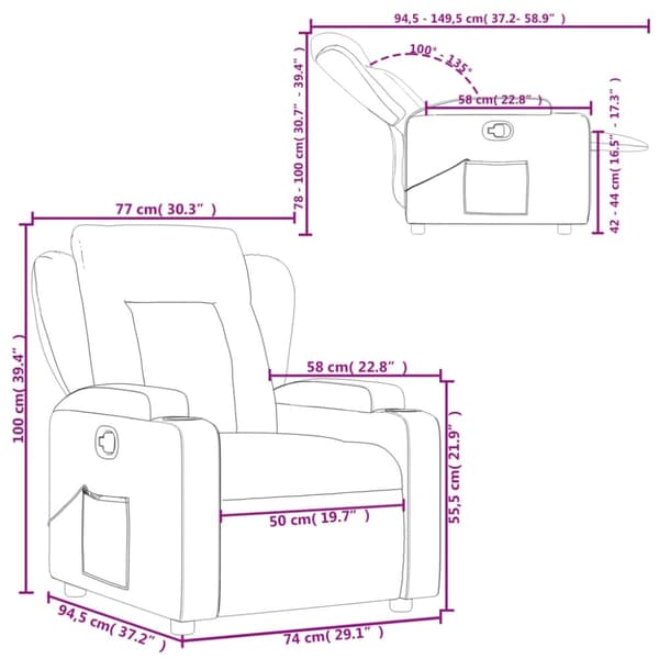 vidaXL Reclinerfåtölj taupe tyg