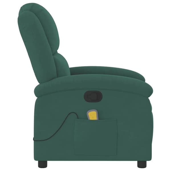 vidaXL Massagefåtölj mörkgrön sammet