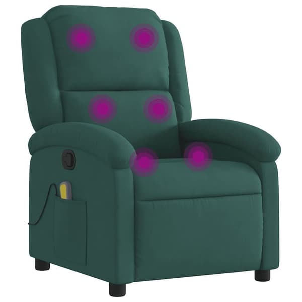 vidaXL Massagefåtölj mörkgrön sammet