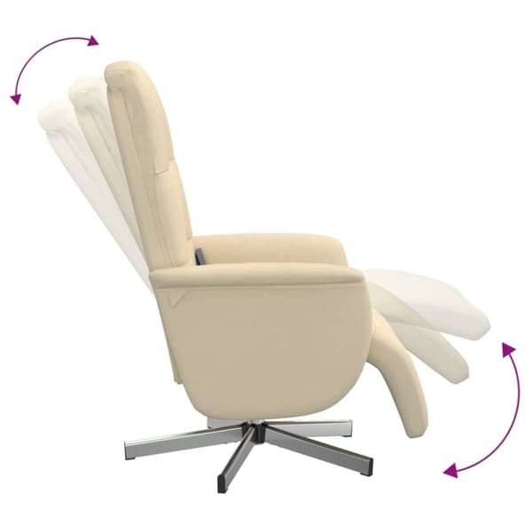 vidaXL Massagefåtölj med fotstöd gräddvit tyg