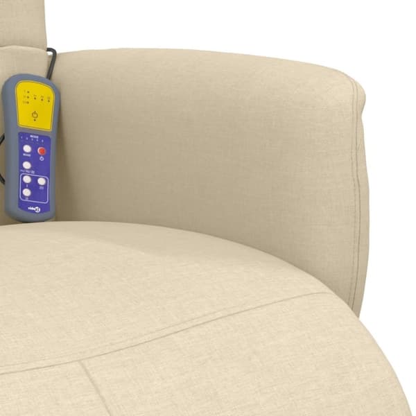 vidaXL Massagefåtölj med fotstöd gräddvit tyg