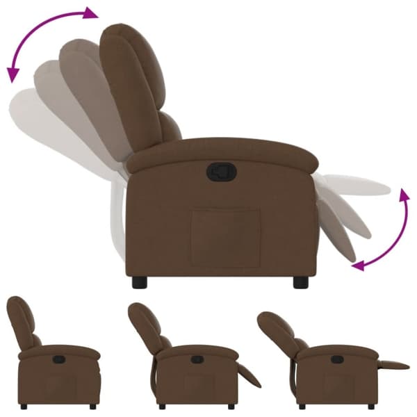 vidaXL Reclinerfåtölj brun tyg