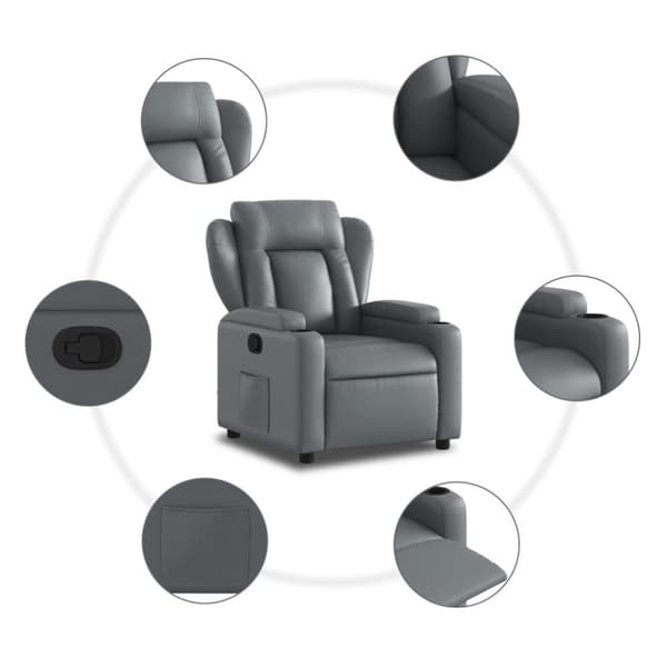 vidaXL Reclinerfåtölj grå konstläder