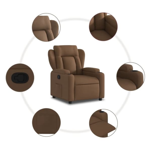 vidaXL Reclinerfåtölj brun tyg
