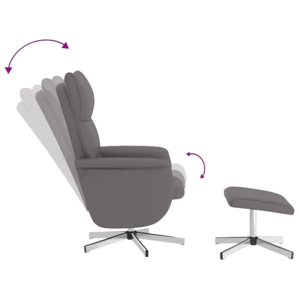 vidaXL Reclinerfåtölj med fotpall grå konstläder