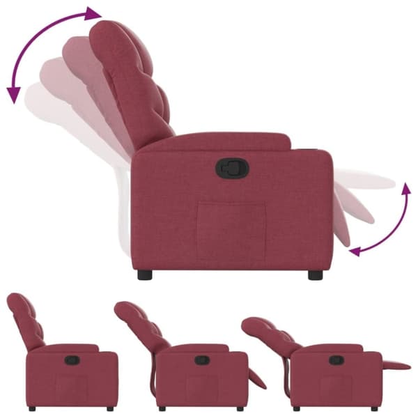 vidaXL Reclinerfåtölj vinröd tyg