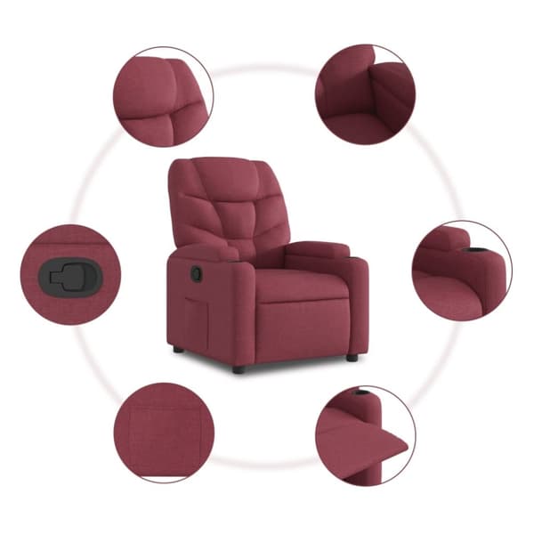 vidaXL Reclinerfåtölj vinröd tyg