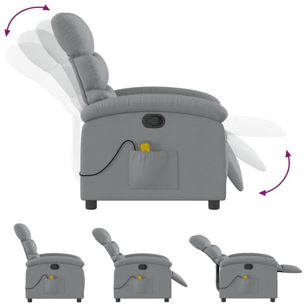 vidaXL Massagefåtölj ljusgrå tyg