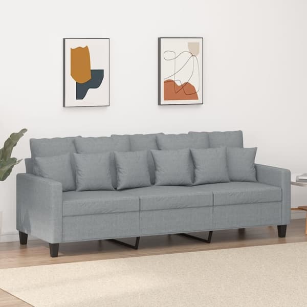 vidaXL 3-sitssoffa ljusgrå 180 cm tyg
