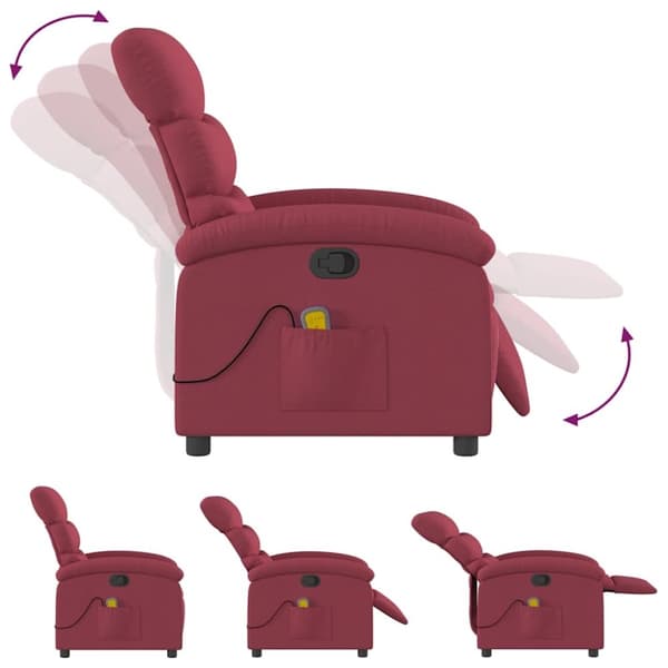 vidaXL Massagefåtölj vinröd tyg
