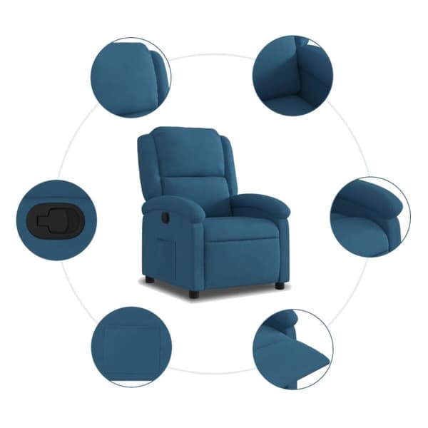vidaXL Reclinerfåtölj blå sammet