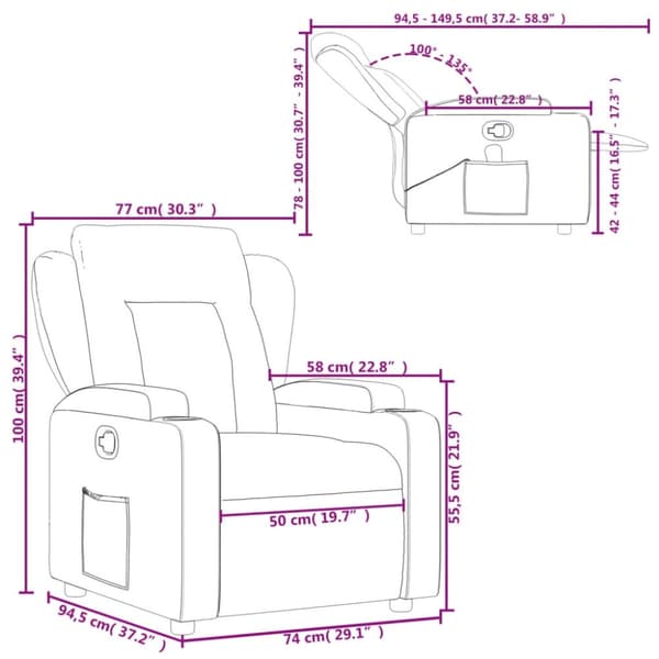 vidaXL Reclinerfåtölj cappuccino konstläder