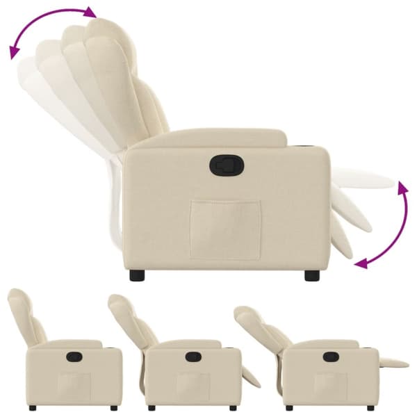 vidaXL Reclinerfåtölj gräddvit tyg