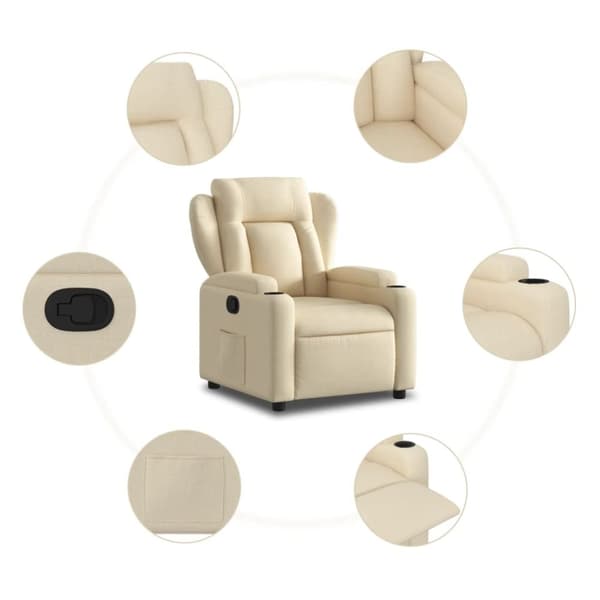 vidaXL Reclinerfåtölj gräddvit tyg