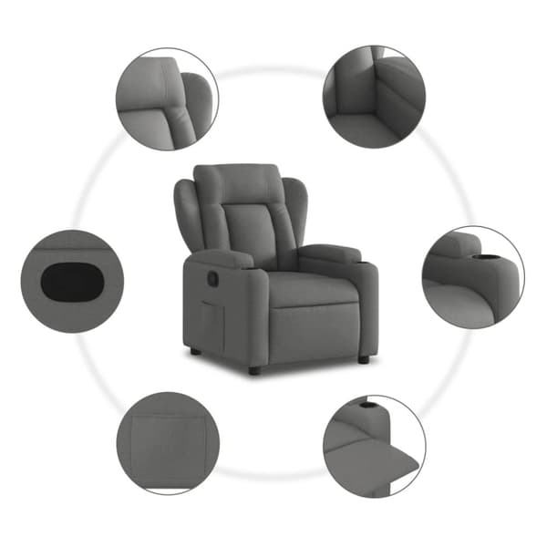 vidaXL Reclinerfåtölj mörkgrå tyg