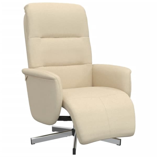 vidaXL Reclinerfåtölj med fotpall gräddvit tyg