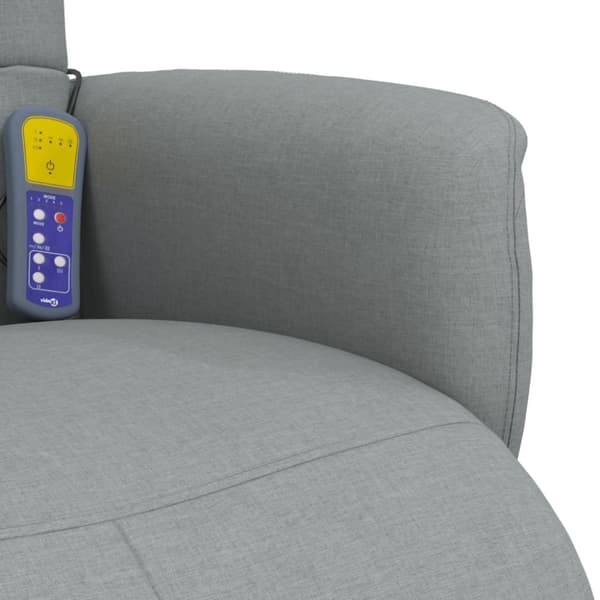 vidaXL Massagefåtölj med fotstöd ljusgrå tyg