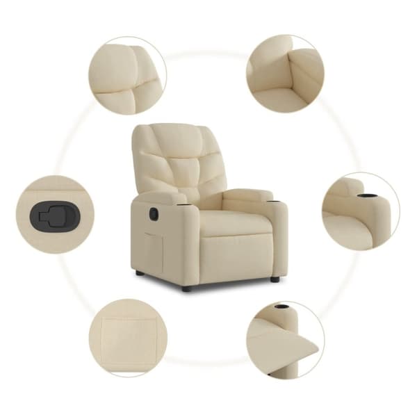 vidaXL Reclinerfåtölj gräddvit tyg