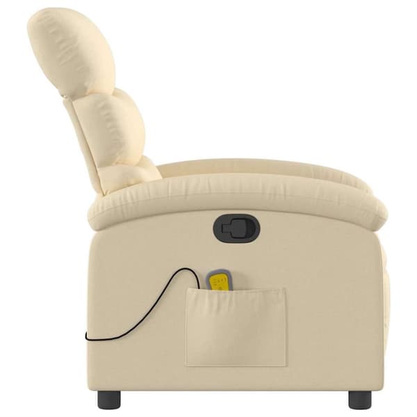 vidaXL Massagefåtölj gräddvit tyg