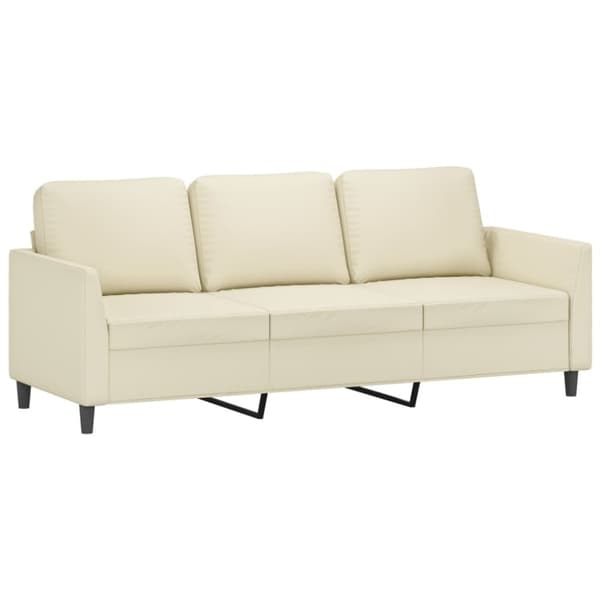 vidaXL 3-sitssoffa med fotpall gräddvit 180 cm konstläder