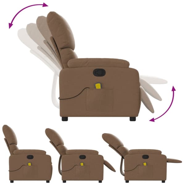 vidaXL Massagefåtölj brun tyg