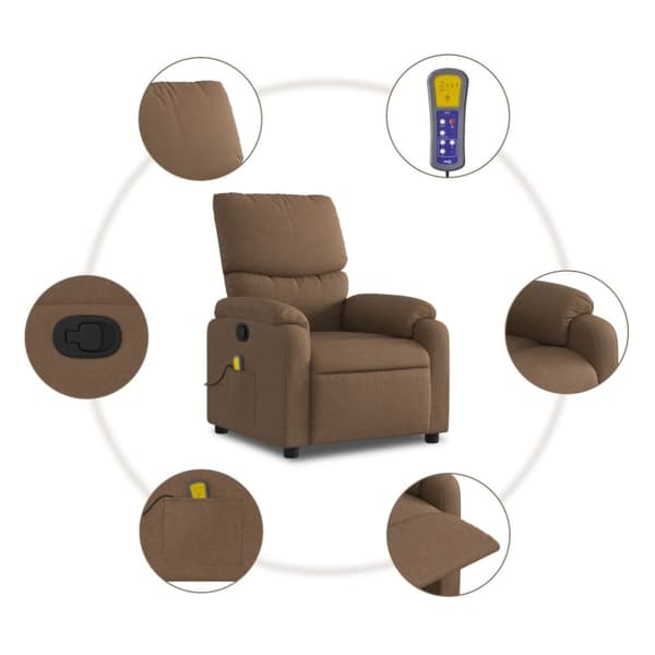vidaXL Massagefåtölj brun tyg