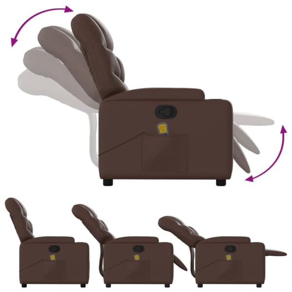 vidaXL Massagefåtölj brun konstläder