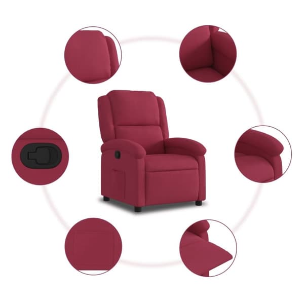 vidaXL Reclinerfåtölj vinröd sammet