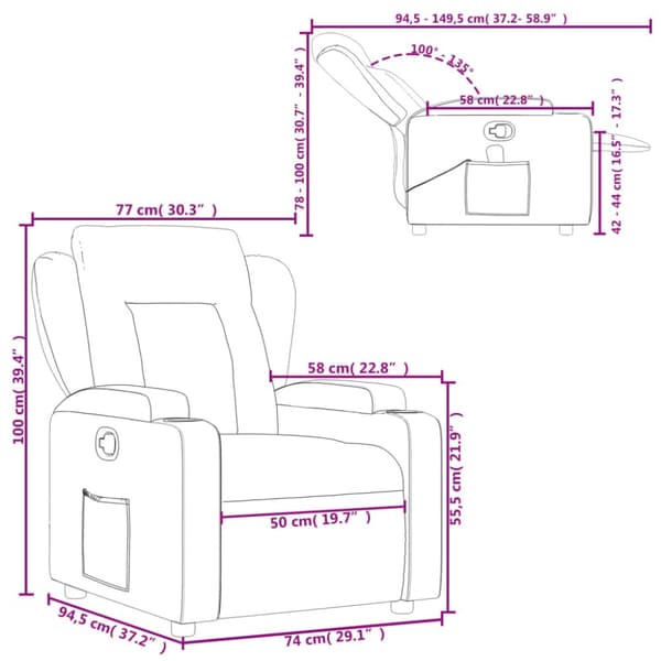 vidaXL Reclinerfåtölj brun konstläder